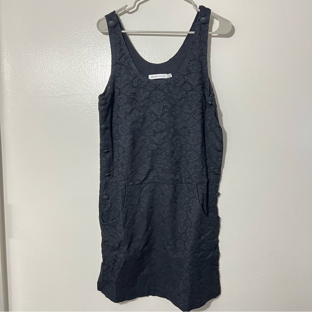 See by Chloe 90s Vtg Style Lace Tank Shift Dress Size 44